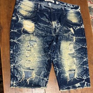 Dash Men's 40 Big and Tall Dark Blue Denim Jean Shorts Long American Designers